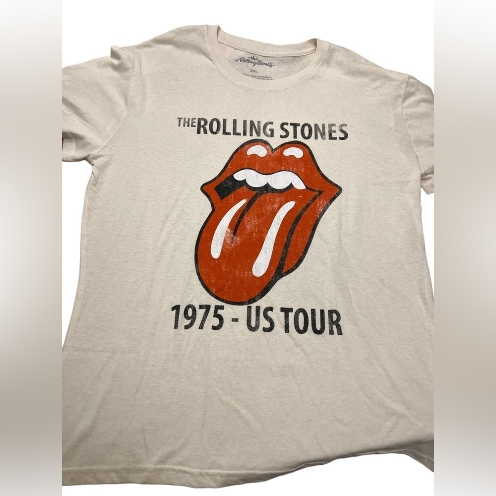 Rolling Stones U.S. Tour 1975 Off-White Tee Size XXL​​​​​​
